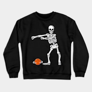 Flossing Skeleton Basketball Funny Halloween Crewneck Sweatshirt